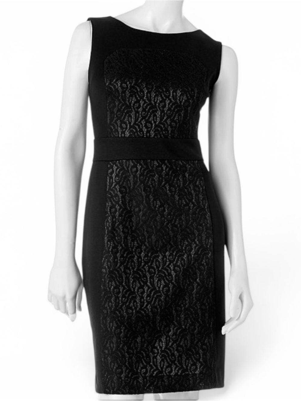 Apt. 9 Black Lace-Front Midi Sheath Dress - Size 14